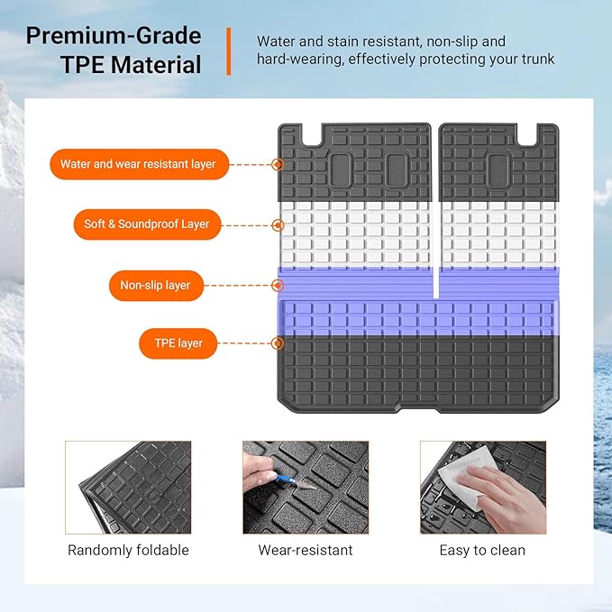 powoq Cargo Mat Compatible with 2016-2025 Honda Pilot (No Elite) Trunk Mat with Backrest Mat TPE Cargo Liner Trunk Liner Replacement for 2016-2025 Honda Pilot Accessories (Trunk Mat with Backrest Mat)