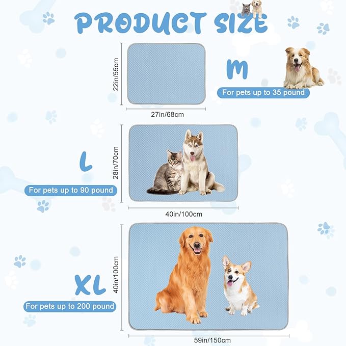 Buvlnee Summer Dog Cooling Mat Washable Ice Silk Self Cool Pad for Small Medium Large Dogs and Cats, Pet Sleeping Pad for Crate, Bed, Indoor & Outdoor Floor, Car Seats