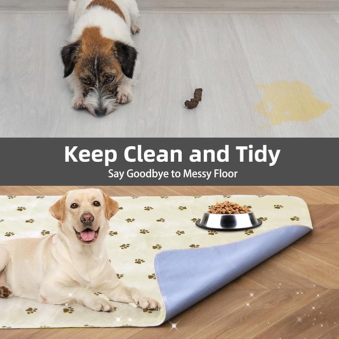PUPTECK Washable Pee Pads for Dogs - Waterproof Reusable Puppy Potty Training Pads Whelping Mat - Fast Absorption Non-Slip Pet Food Feeding Mat (Beige, 36x41 Inch (Pack of 2))
