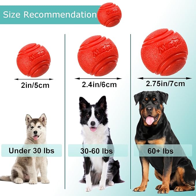 4 Pcs Rubber Balls, 2.75in/7cm in Diameter for Large Dogs Over 60 Lbs - High Bounce, Waterproof, Chew Resistant Toy Balls Belgian Malinois Gifts (7cm)