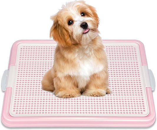 Pets-N-Me Dog Pee Pad Holder, Puppy Potty Training Tray 22.5”X16.5” for Small Dogs (Pink)