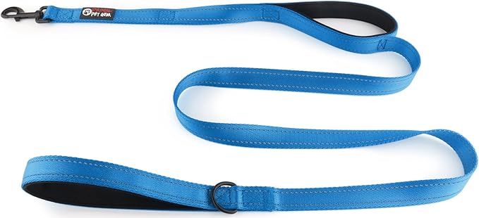 Primal Pet Gear Dog Leash 6ft Long,Traffic Padded Two Handle,Heavy Duty,Reflective Double Handles Lead for Control Safety Training,Leashes for Large Dogs or Medium Dogs,Dual Handles Leads(Blue)