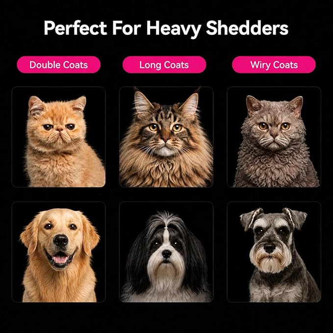 aumuca Undercoat Rake for Dogs & Cats – Deshedder & Grooming Brush – Dog Brush & Cat Brush for Long or Short Hair – Dematting Comb for Matted Fur, Kitten, Puppy, Rabbit, Horse