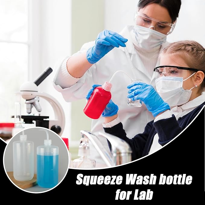 YONGDA Squeeze Bottles 3-Pack (250ml/8.45oz) Leak-Proof Wash Bottle for Cleaning, Watering & Precision Tasks, LDPE Squirt Bottles with Angled Nozzle & Measurement Scale