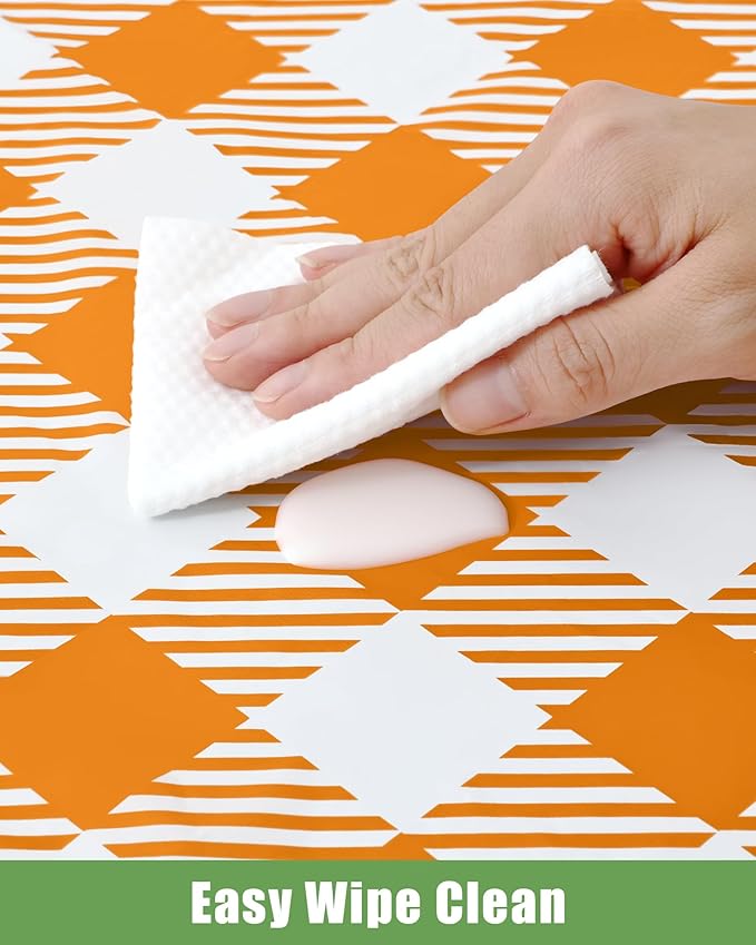 Smiry 12 Packs Buffalo Disposable Table Cloth, 54 x 108 Inch Waterproof Plastic Tablecloth, Rectangle Harvest Pumpkin Orange Checkered Table Covers for Picnic, Thanksgiving, Birthday, Party