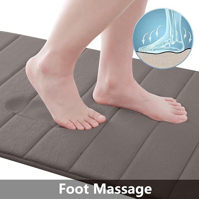 Buganda Memory Foam Bath Mat, 44" x 24", Ultra Soft and Non-Slip Bathroom Rugs, Water Absorbent and Machine Washable Bath Rug Runner for Bathroom, Shower, and Tub, Taupe