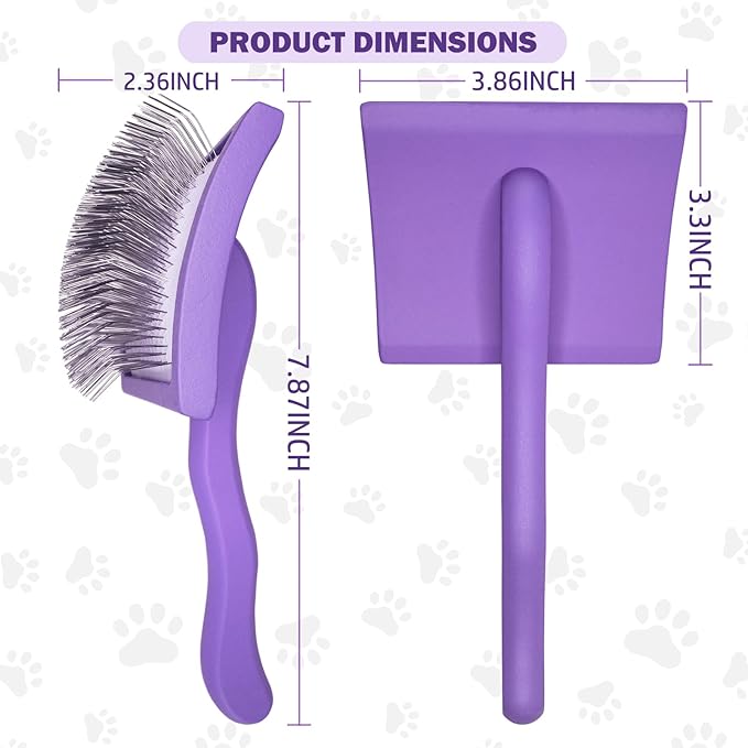 Dog Slicker Brush for Golden Doodle Grooming Kit - Dematting Brushes for Goldendoodles, Labradoodles, Poodles - Pet Hair Brush for Medium & Long Haired Dogs - Large (Purple)