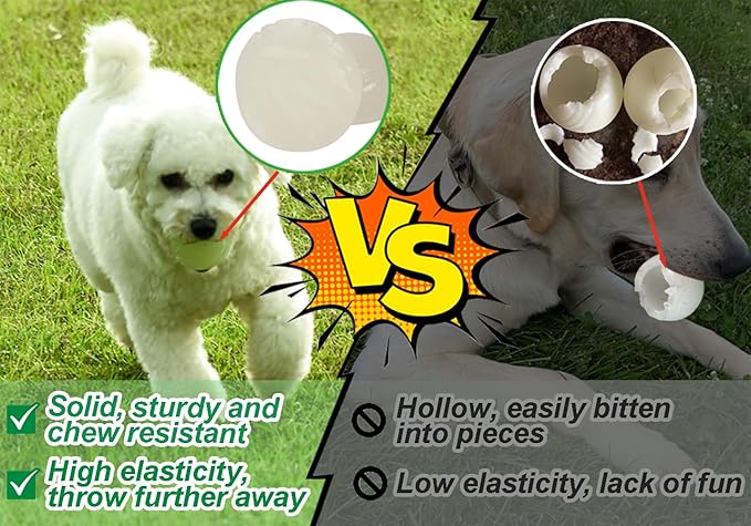 2 PCS Glowing Fetch Ball for Dogs - Rubber Toy Water Ball, High Bounce Training Chew Resistant for 60+ Lbs Belgian Malinois - Gifts (7CM)