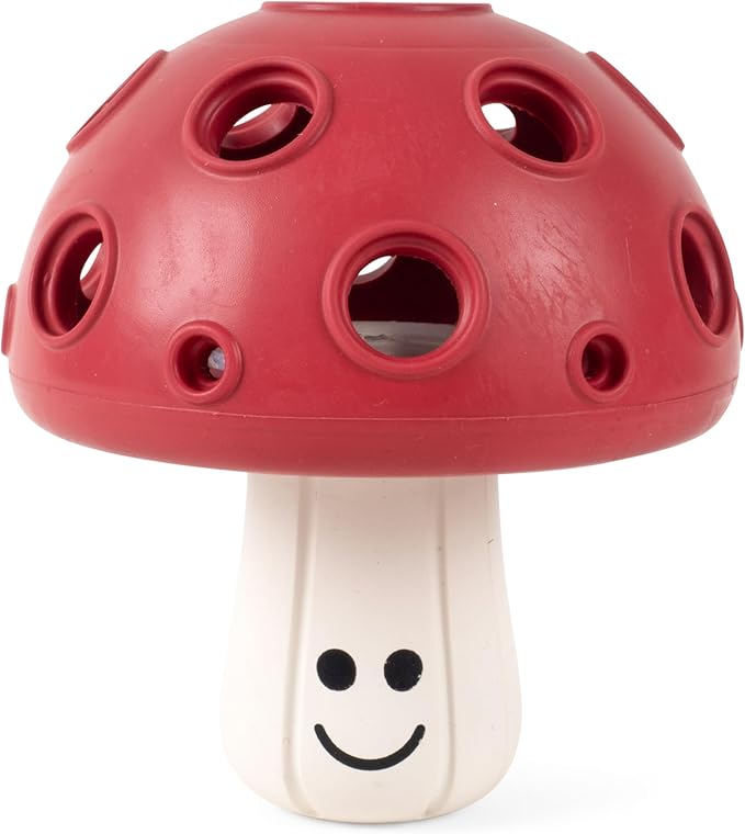 Eco Rubber Magic Shroom Puzzle Enrichment Toy - Red - Long Lasting Dog Treat Toys for Aggressive Chewers Strong Dog Toy for Dogs Durable Puppy Toys