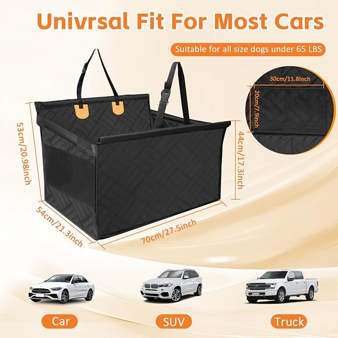 HNCPSY Large Dog Car Seat, Back Seat Extender for Dogs UP to 65LB, 1 Piece Hard Bottom Car Seat Cover for Dogs Waterproof Dog Seat Cover for Cars,SUV & Truck