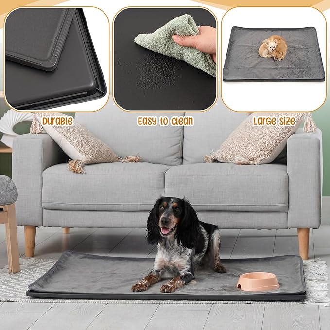Weysat 2 Set Replacement Dog Crate Tray with Mat, 35.04" x 23.23" Under Crate Floor Protector, Kennel Pan and Reusable Waterproof Dog Pads Set for Chicken Poop Cat Bird Pet Bottom Liner