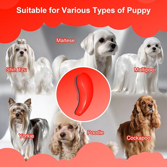 Small Dog Brush - Puppy Hair Brush- Grooming Tool for Teddy, Yorkies, Maltese, Shih Tzu, Chihuahua (Orange)