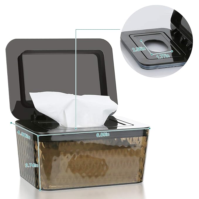 Whiidoom Wipes Dispenser, One-Handed Operation Wipe Holder for Baby & Adult, Seal-Designed Wipes Container for Bathroom Keep Diaper Wipes Fresh (2 Pack Brown)
