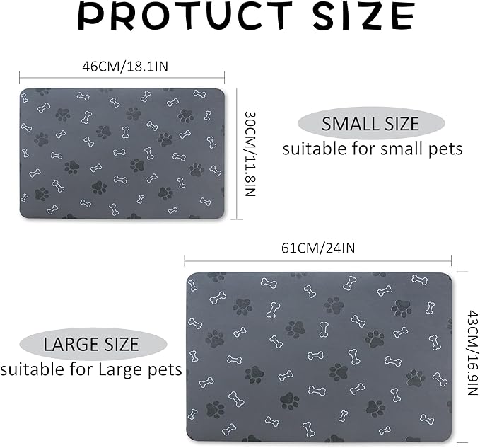 Pet Cat Dog Food Mat Non Slip Mat for Dog Water Bowl Mat Quick Dry Absorbent Cat Feeding Mat, 18.1 * 11.8 in, Blue