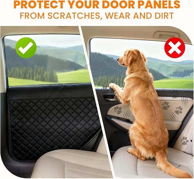 WODHMIEY Dog Car Door Protector, 20% Larger Coverage Vehicle Door Cover,Car Door Guard Mat, Pet Door Panel Protector for SUVs Pickup Trucks, Protects Doors from Dog Scratching (Black)