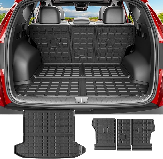 powoq Cargo Mat Compatible with 2022-2025 2026 Tucson Trunk Mat Cargo Liner TPE All Weather Protection Trunk Liner Backrest Replacement for 2022-2025 2026 Tucson Accessories (Trunk Mat+Backrest Mats)