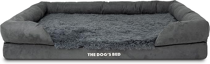 The Dog’s Bed Medium Oxford Grey, Memory Foam, Pain Relief: Arthritis, Hip & Elbow Dysplasia, Post Surgery, Lameness, Supportive, Calming, Waterproof Washable Cover