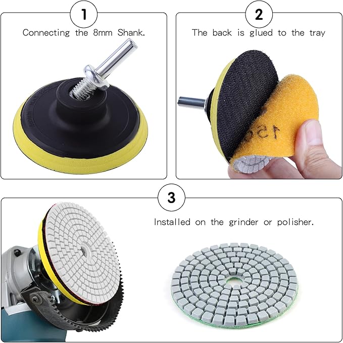 OCR Diamond Polishing Pad 4 Inch Wet Polishing Wheel Set for Granite Concrete Stone Ceramic