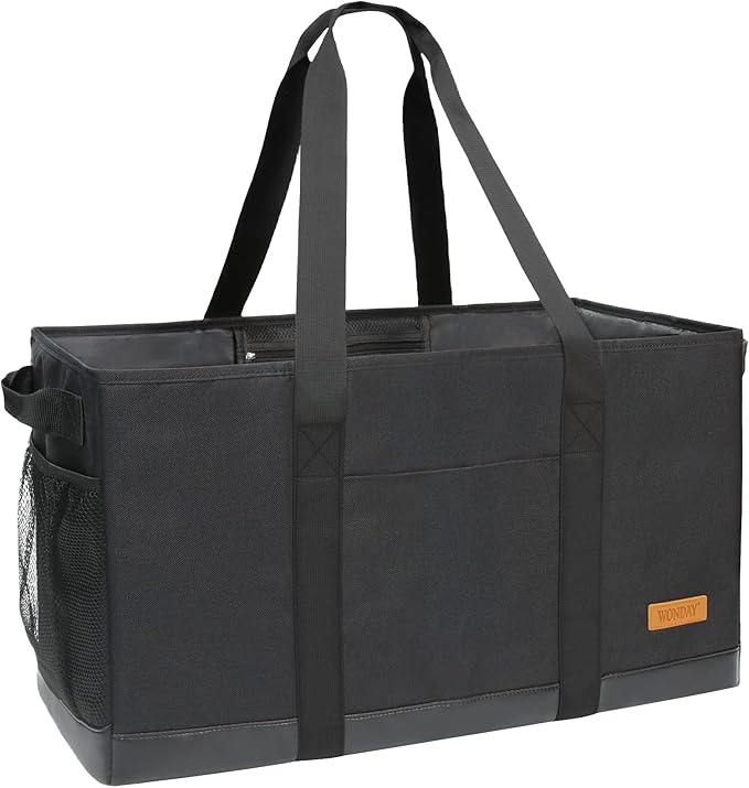 WONDAY Standing Extra Large Reusable Grocery Bag Carrier with Handle, Thirty One Utility Tote Foldable for Shopping and Beach