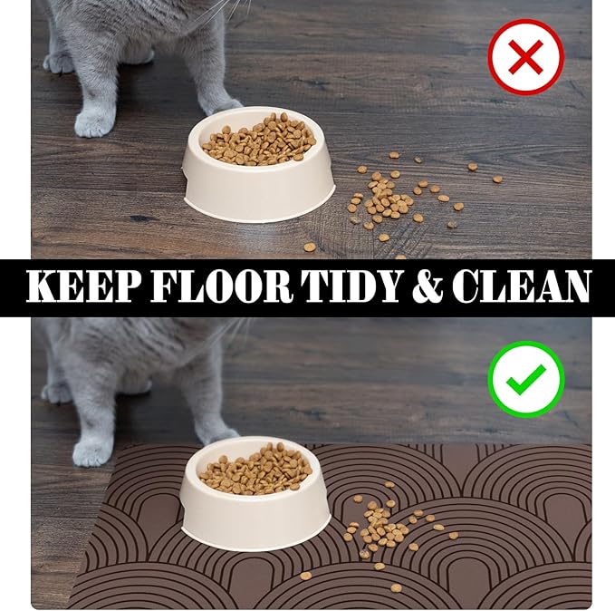 Dog Food Mats for Floors Absorbent, Pet Cat Food Mat - Quick Dry Dog Bowl Mats for Food and Water, Eco-Friendly Boho Pet Supplies