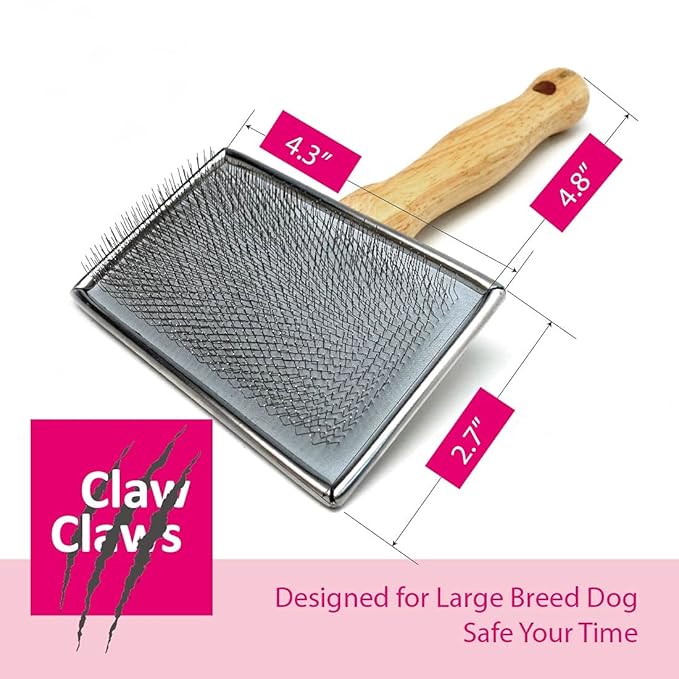 Claw Claws Pet Slicker Brush for Large Dogs, Wooden Handle with Stainless Steel Soft Pins, Gently Remove Tangled, Loose Undercoat and Mats Hair, Pet Grooming Brush Tool (8"), Wool Needle Felting Brush