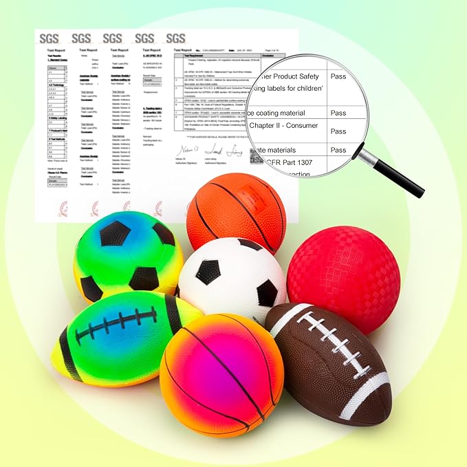Innotoys Balls for Toddlers Kids, Soft 7 Pack 5" Small Balls Easy to Grip - Footballs Soccer Basketball Kickball Playground Ball for Home Yard Pool - Boys Girls Birthday Gift or Stocking Stuffers