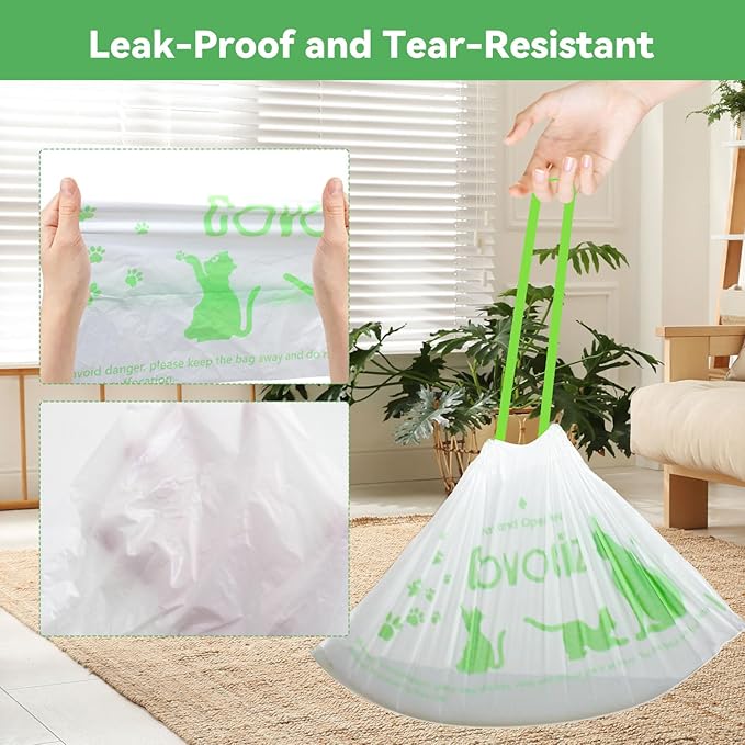 100 Pack Waste Bags, Compatible with Litter Robot 4 and 3, Automatic Litter Box Bags. Thick Pre-Separated Heavy Duty Litter Box Liners, 26.8" x 16.2"