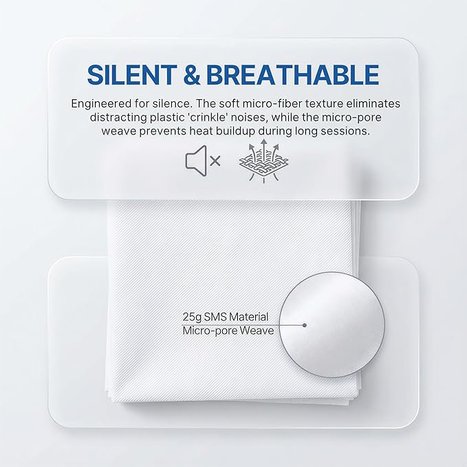 50 Pack 25g SMS Disposable Massage Table Sheets - 31"x70" Waterproof Bed Cover for Lash, Spa, Tattoo - Extra Thick, Non-Woven & No-Noise (Professional Grade)
