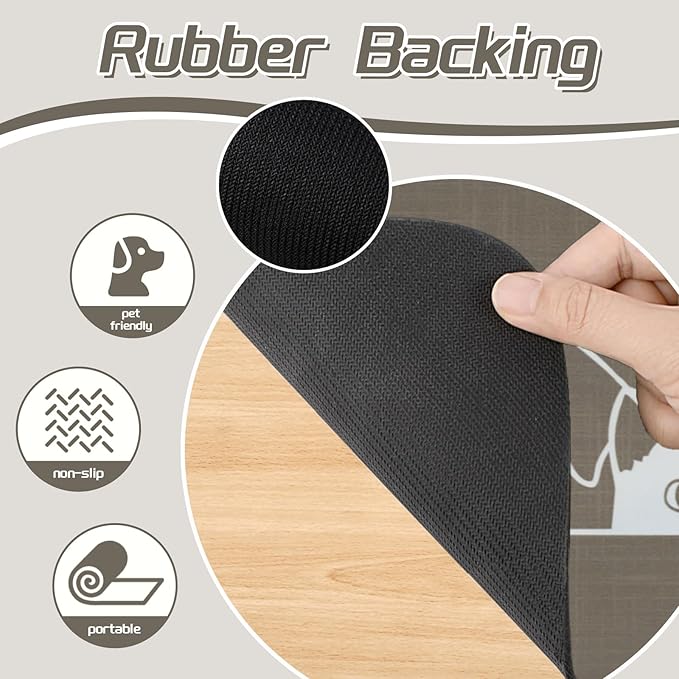 Le courant Dog Cat Food Mat,Rapid Absorbent Pet Feeding Mat,Bone Shaped Dog Placemat Water Bowl Mat with Rubber Backing,No Stains Dog Cat Mats Indoor, Pet Accessories Supplies,Brown-11.8x19.7 in