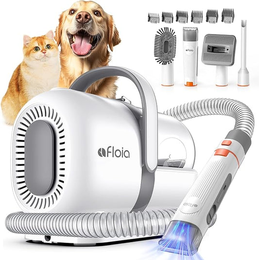 Dog Grooming Vacuum Kit, All-in-One Pet Grooming Vacuum with Pet Clippers, Low Noise Dog Hair Vacuums with 1.5L Dust Cup, Dogs deshedding Vacuums Brush for Dogs Cats