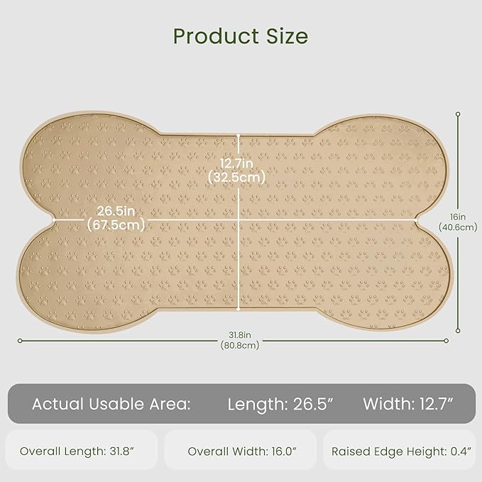 Dog Food Mat Anti-Slip Silicone Dog Bowl Mat Thicker Pet Placemat Waterproof Cat Feeder Pad with Raised Edge Puppy Kitten Feeding Mats Suitable Small Medium-Sized Dogs Cats Eating Tray