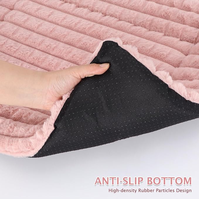 BVAGSS Dog Bed Washable Crate Mattress,Anti-Slip Memory Foam Soft Warm Pet Cushion for Small Medium Dogs, Calming Fluffy Sleeping Kennel Pad XH082 (30''x20'',Pink)