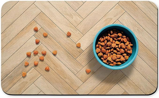 Dog Food Mats for Floors Waterproof, Dog Cat Water Bowl Mats Pet Feeding Absorbent Mat Dog Cat Pet Placemats for Food and Water Wood 12 * 20 inch