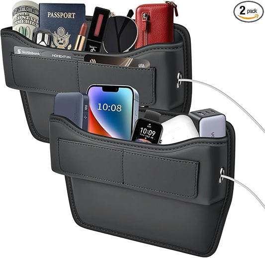 Florich Car Seat Gap Filler Organizer, Premium Leather Car Gap Filler for Car, Car Seat Organizer and Storages Between Seat Car Gap Filler Universal Fit for Car Suv Truck