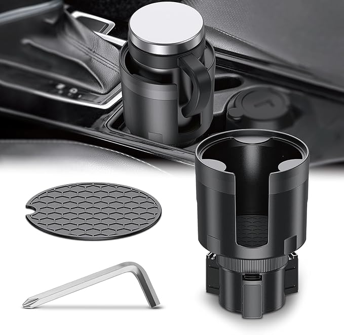 Frokom Cup Holder Expander for Car,Upgraded Car Cup Holder Expander Adapter with Offset Adjustable Base, Fit Most Large Bottles and Mugs-Yeti Ramblers 14/24/36/46oz, Hydro Flasks 32/40oz
