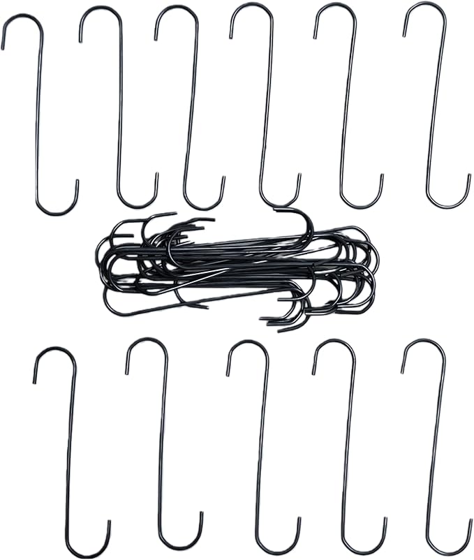 Upgraded 30PCS Metal Durable 6 Inches Long S Shaped Hooks Hanger 0.12''&0.18''（3/4.5mm WD） Thicken Wire Plant Paint Powder Coating DIY Hanging Hooks (30PCS 0.12''（3mm Wire Diameter)