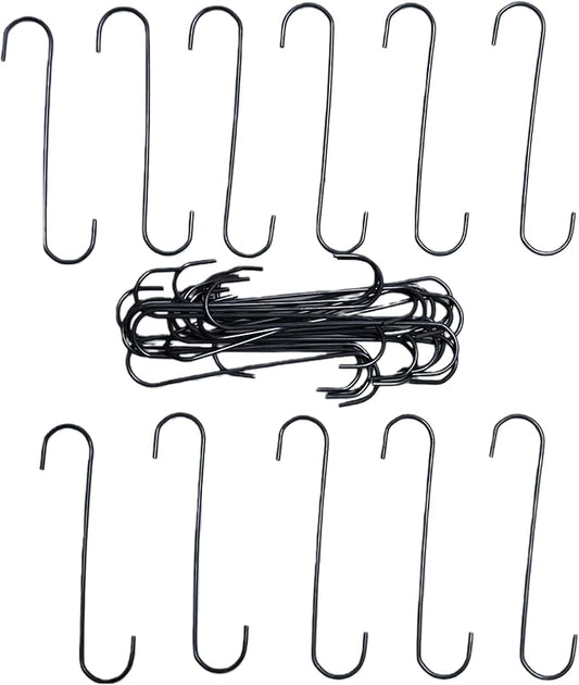 Upgraded 30PCS Metal Durable 6 Inches Long S Shaped Hooks Hanger 0.12''&0.18''（3/4.5mm WD） Thicken Wire Plant Paint Powder Coating DIY Hanging Hooks (30PCS 0.12''（3mm Wire Diameter)