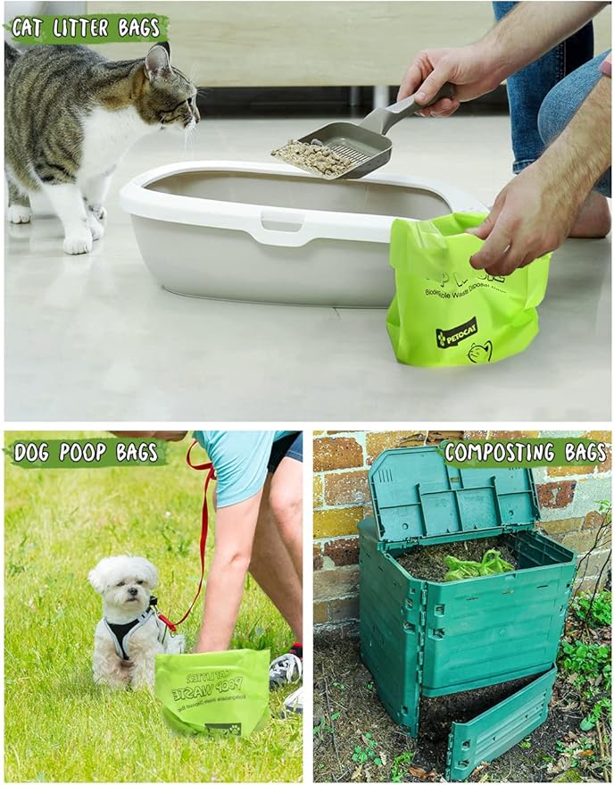 Cat Litter Bags for Poop Biodegradable Cat Waste Disposal Bag Leakproof Durable and Unscented Large to Fit Any Scoop Strengthen Dog Poop Bag- 100 Count