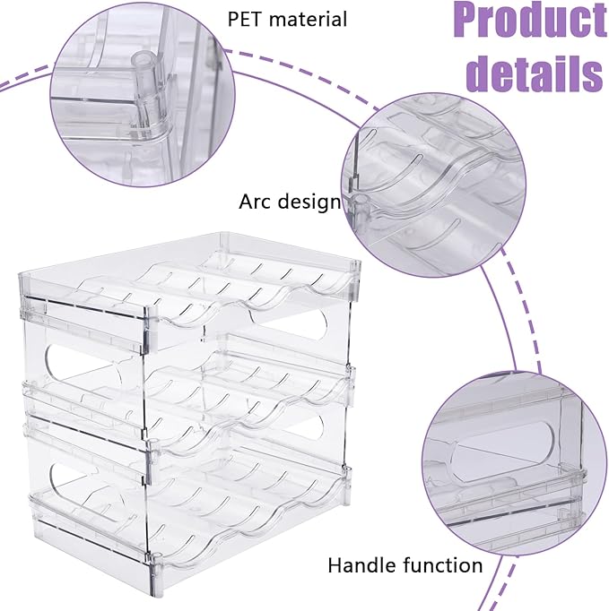 Mowhut Cat Food Can Organizer, Can Organizer for Pantry, 3-Tier Cat Food Storage Container, Acrylic, Holds 45 (3oz) Cans, Kitchen Organizers and Storage for Countertop, Clear
