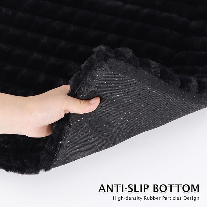 BVAGSS Dog Bed Washable Crate Mattress,Anti-Slip Memory Foam Soft Warm Pet Cushion for Small Medium Dogs, Calming Fluffy Sleeping Kennel Pad XH082 (39''x28'',Black)