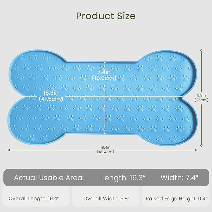 Dog Food Mat Anti-Slip Silicone Dog Bowl Mat Thicker Pet Placemat Waterproof Cat Feeder Pad with Raised Edge Puppy Kitten Feeding Mats Suitable Small Medium-Sized Dogs Cats Eating Tray