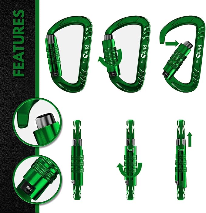 12kN (2697 lbs) Heavy Duty Carabiner Clips, for Securing Pets, Outdoor, Camping, Hiking, Hammock, Dog Leash Harness, Keychains