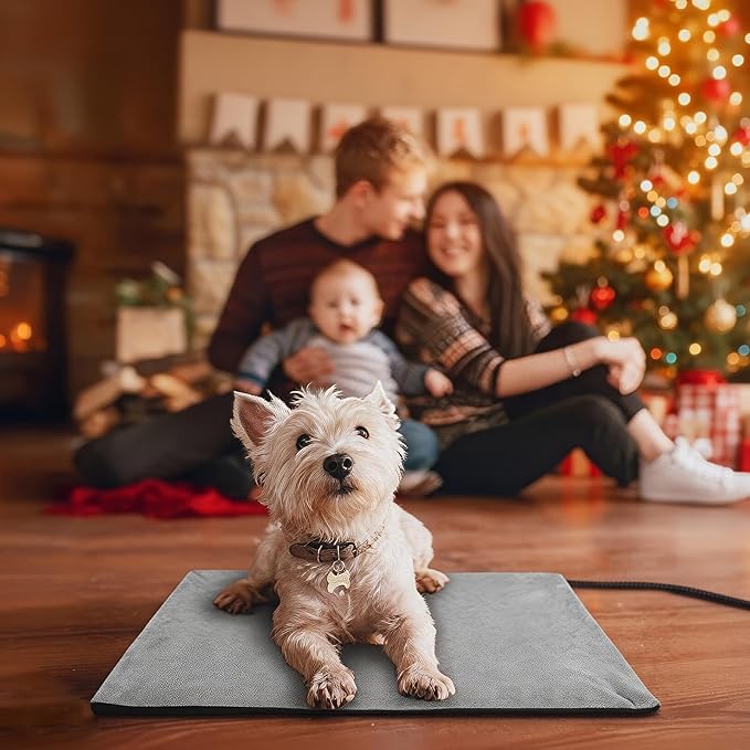 Toozey Medium Pet Heating Pad, 28x20 in, 6 Temp Settings, Timer, Waterproof, Chew-Resistant Cord, for Dogs and Cats