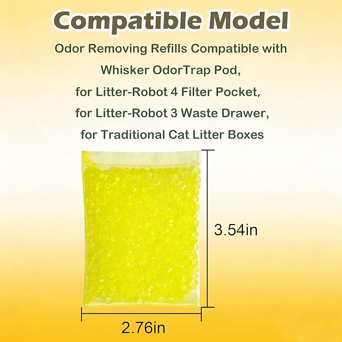 12 Pack Litter Box Deodorizer Refills for Whisker OdorTrap Pod, Odor Filters for Traditional Litter Boxes (Lemon)