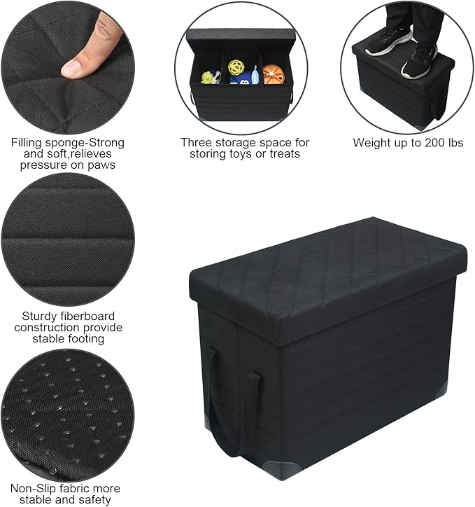LIONROGE Car Back Seat Extender for Large Dogs up to 200lbs,Dog Car Back & Front Seat Extender with Storage,Prevent Your Dogs from Falling Off The Seat