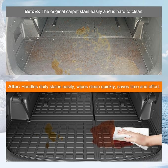 powoq Cargo Mat Compatible with 2020-2025 Kia Telluride Trunk Mat Cargo Liner TPE Back Seat Protector Trunk Liner Replacement for 2020-2025 Kia Telluride Accessories