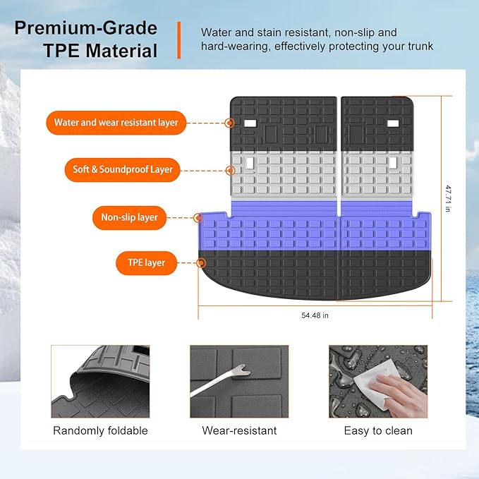 powoq Cargo Mat Compatible with 2020-2025 Kia Telluride Trunk Mat Cargo Liner TPE Back Seat Protector Trunk Liner Replacement for 2020-2025 Kia Telluride Accessories