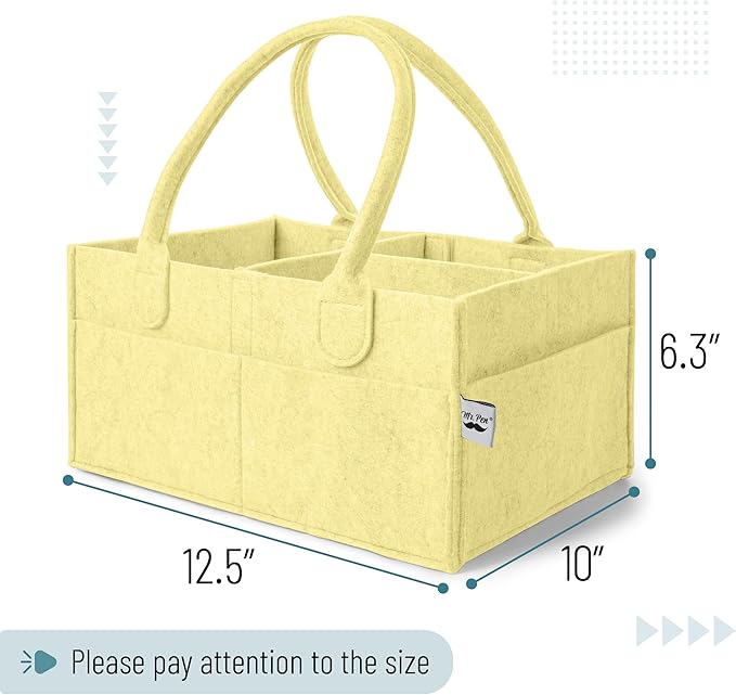 Mr. Pen- Baby Diaper Caddy Organizer, Lemon Glow, Nursery Storage Bin and Car Organizer for Diapers and Baby Wipes
