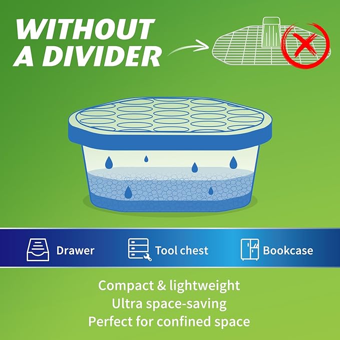 Moisture Absorbers, 24 Pack, Compact Dehumidifier for Closet, Efficient Humidity Absorber Boxes, Moisture Absorber for Closet, Odor Eliminator with Fragrance Free, Blue, 6.4oz, 300ml