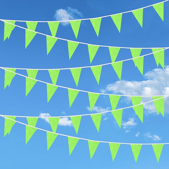 100 Feet Green Pennant Banner Flags, 60 Pcs DIY Flag for Birthday, Party, Shops, Outdoor and Indoor Decorations, Festival Celebration (Green)
